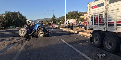 Kahramanmaraş’ın Türkoğlu ilçesinde tır ile traktörün çarpışması sonucu 1 kişi ağır yaralandı.