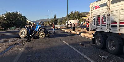KAHRAMANMARAŞ’TA TIR İLE TRAKTÖR ÇARPIŞTI: 1 YARALI