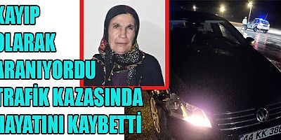 KAYIP OLARAK ARANAN ALZAYMIR HASTASI KADIN TRAFIK KAZASINDA ÖLDÜ