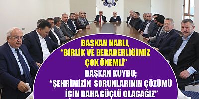 Kahramanmaraş Esnaf ve Sanatkarlar Odaları Birliği (KMESOB) Başkanı Ahmet Kuybu ve Esnaf Odaları başkanları