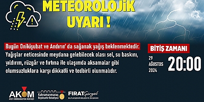 ONİKİŞUBAT VE ANDIRIN’DA SAĞANAK YAĞIŞ UYARISI!