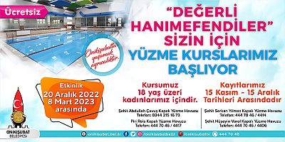 ONİKİŞUBATLI KADINLARA ÖZEL YÜZME KURSU KAYITLARI DEVAM EDİYOR