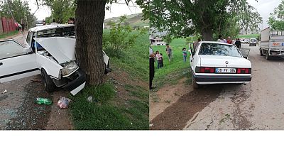 OTOMOBİL AĞACA OK GİBİ SAPLANDI: 5 YARALI