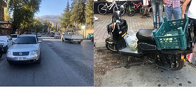 OTOMOBİLLE ÇARPIŞAN ELEKTRİK BİSİKLET SÜRÜCÜSÜ YARALANDI