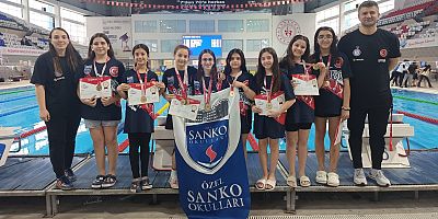 SANKO OKULLARI KÜÇÜK KIZ YÜZME TAKIMI BÖLGE ŞAMPİYONU OLDU