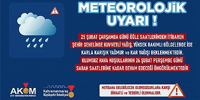 ŞEHİR GENELİNDE KUVVETLİ YAĞIŞ UYARI!