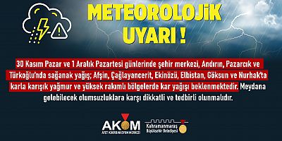 ŞEHİR GENELİNDE SAĞANAK YAĞIŞ VE KAR UYARISI!