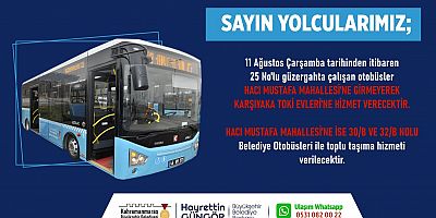 ÜÇ OTOBÜS HATTINDA DEĞİŞİKLİK
