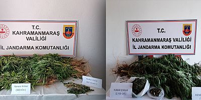 Kahramanmaraş’ta jandarma’nın gerçekleştirdiği  iki ayrı operasyonda kubar esrar ve kenevir bitkisi ele geçirilirken iki kişi hakkında yaşal işlem başlatıldı.