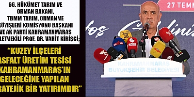 VAHİT KİRİŞCİ : “BAŞKAN FIRAT GÖRGEL'İ YÜREKTEN TEBRİK EDİYORUM”