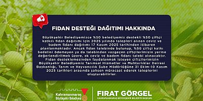 YÜZDE 50 HİBELİ FİDAN DESTEĞİNDE EK BAŞVURULAR ALINMAYA BAŞLADI